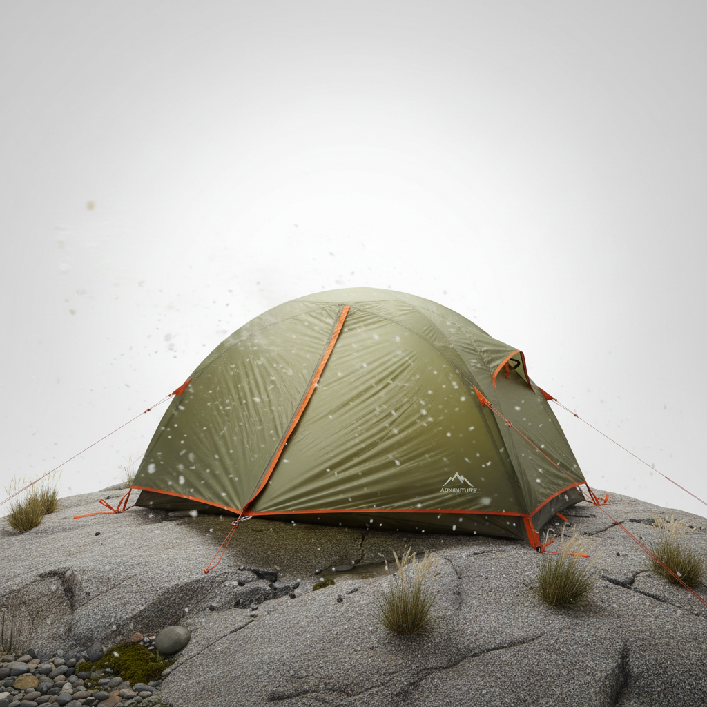 a backpacking tent being buffeted by wind on an exposed ridge