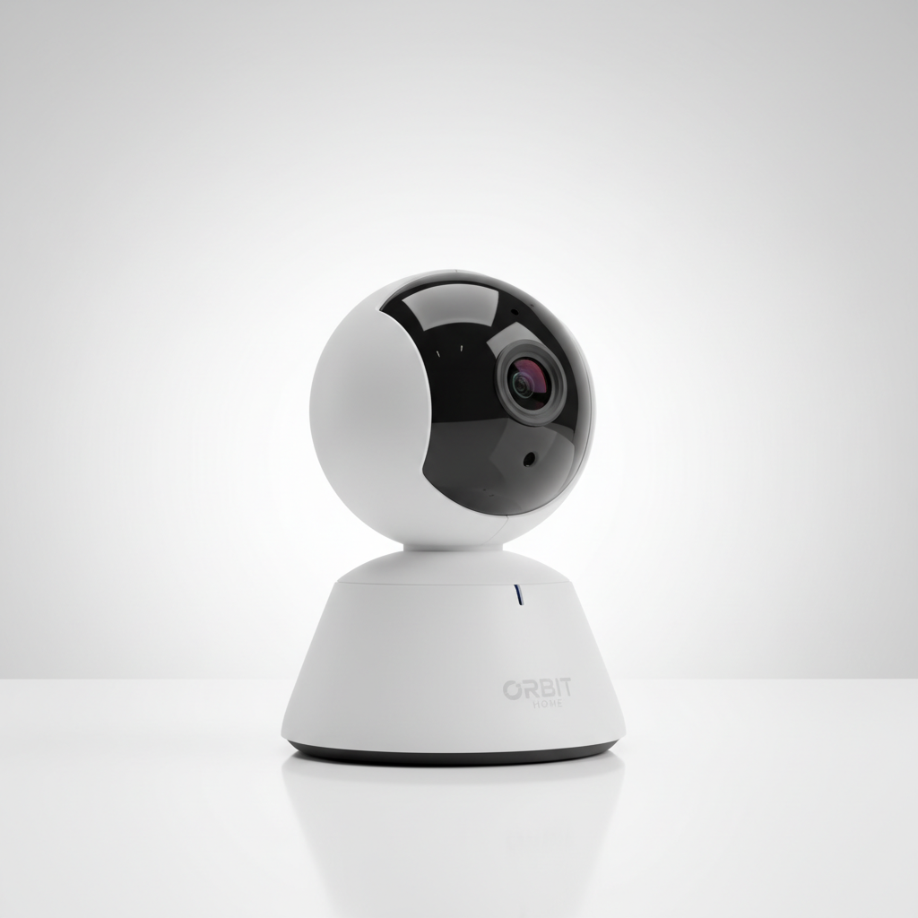 a close-up of a baby monitor camera showing its pan-tilt capabilities