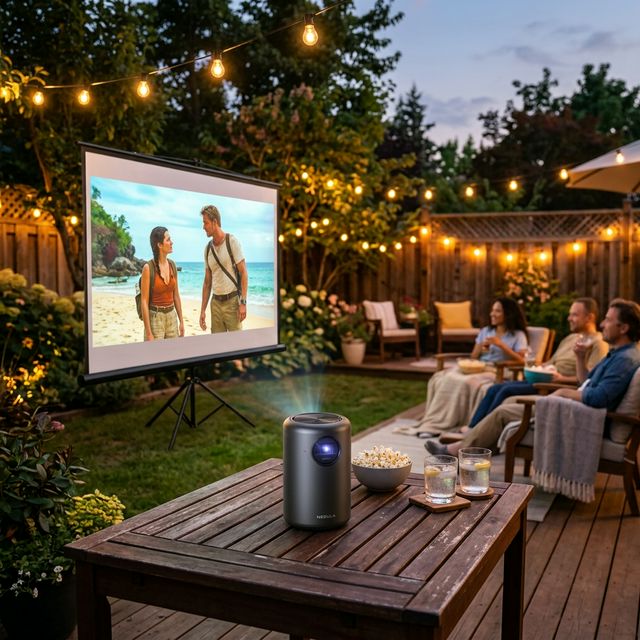 Anker Nebula Cosmos Max being used in an outdoor setting