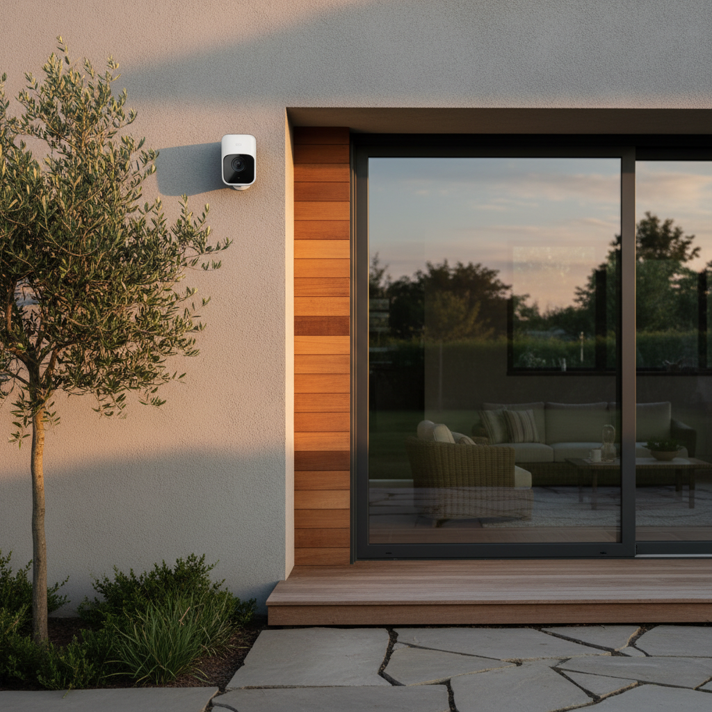 Arlo Ultra 4K camera mounted on a modern home exterior