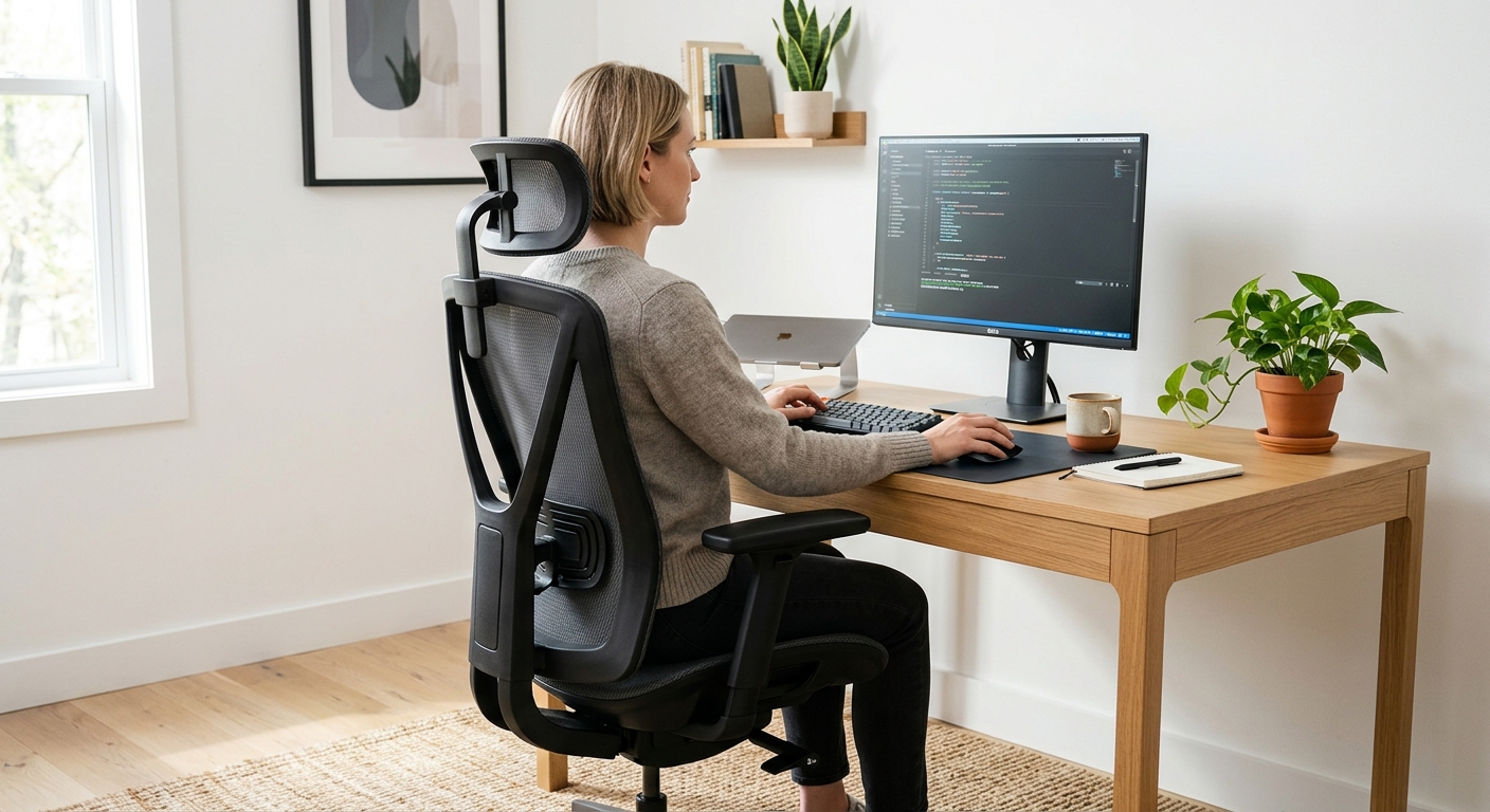 Autonomous ErgoChair Pro+ in a minimalist home office