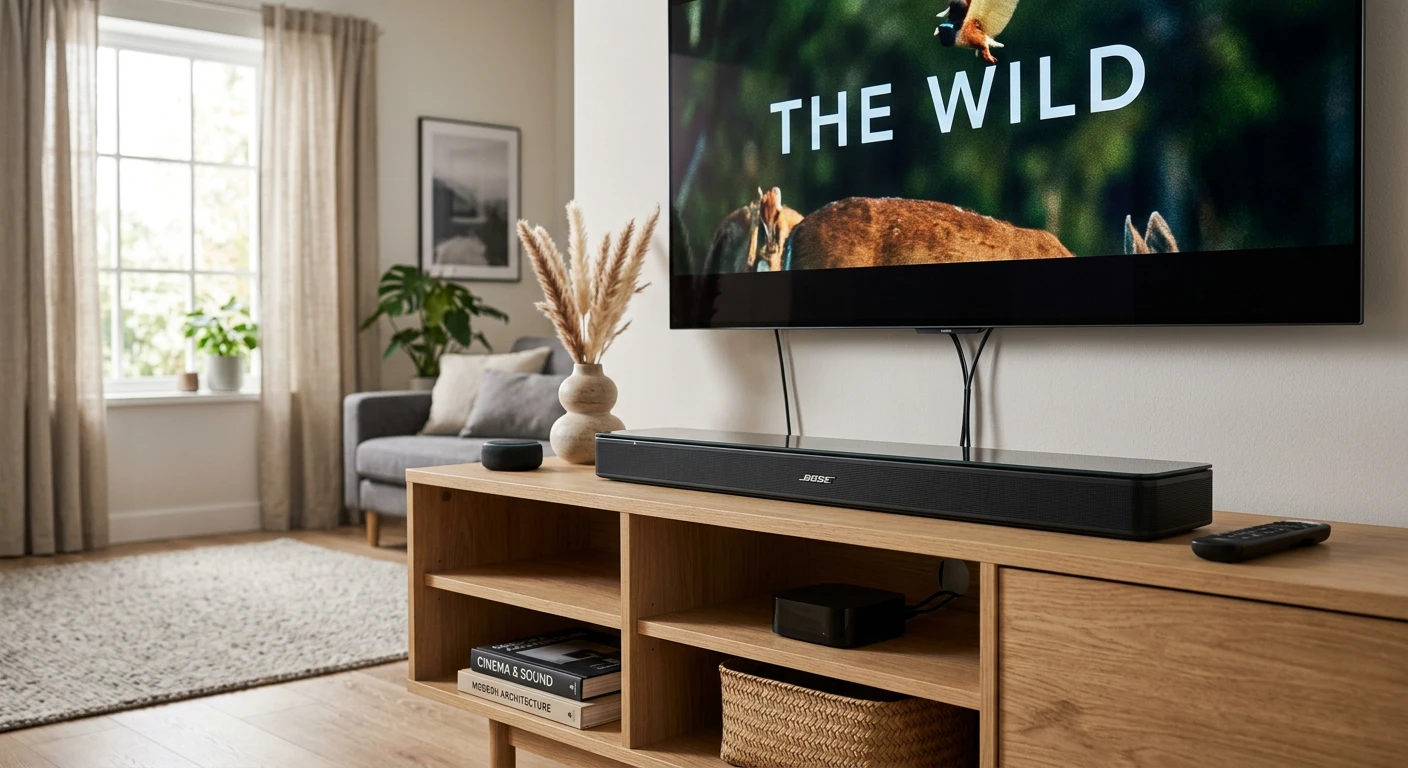 Bose Smart Soundbar 900 in a contemporary living room with smart devices