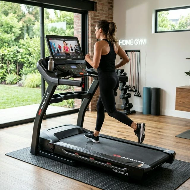 Bowflex Treadmill 22 with HD touchscreen displaying workout