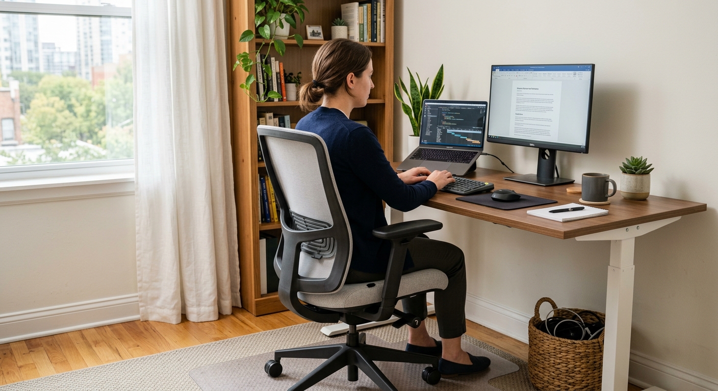 Branch Ergonomic Chair in a small home office setup
