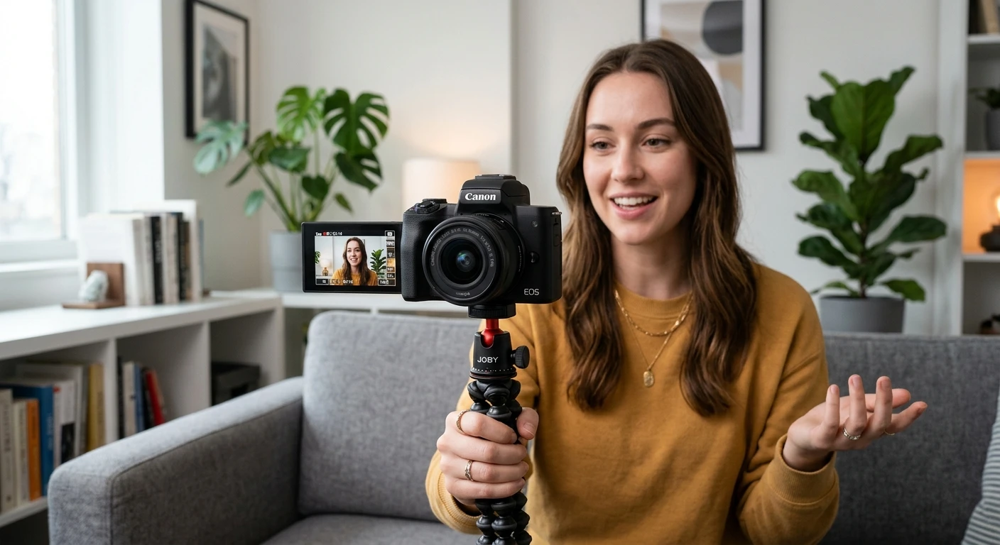 Canon EOS M50 Mark II filming a vlog