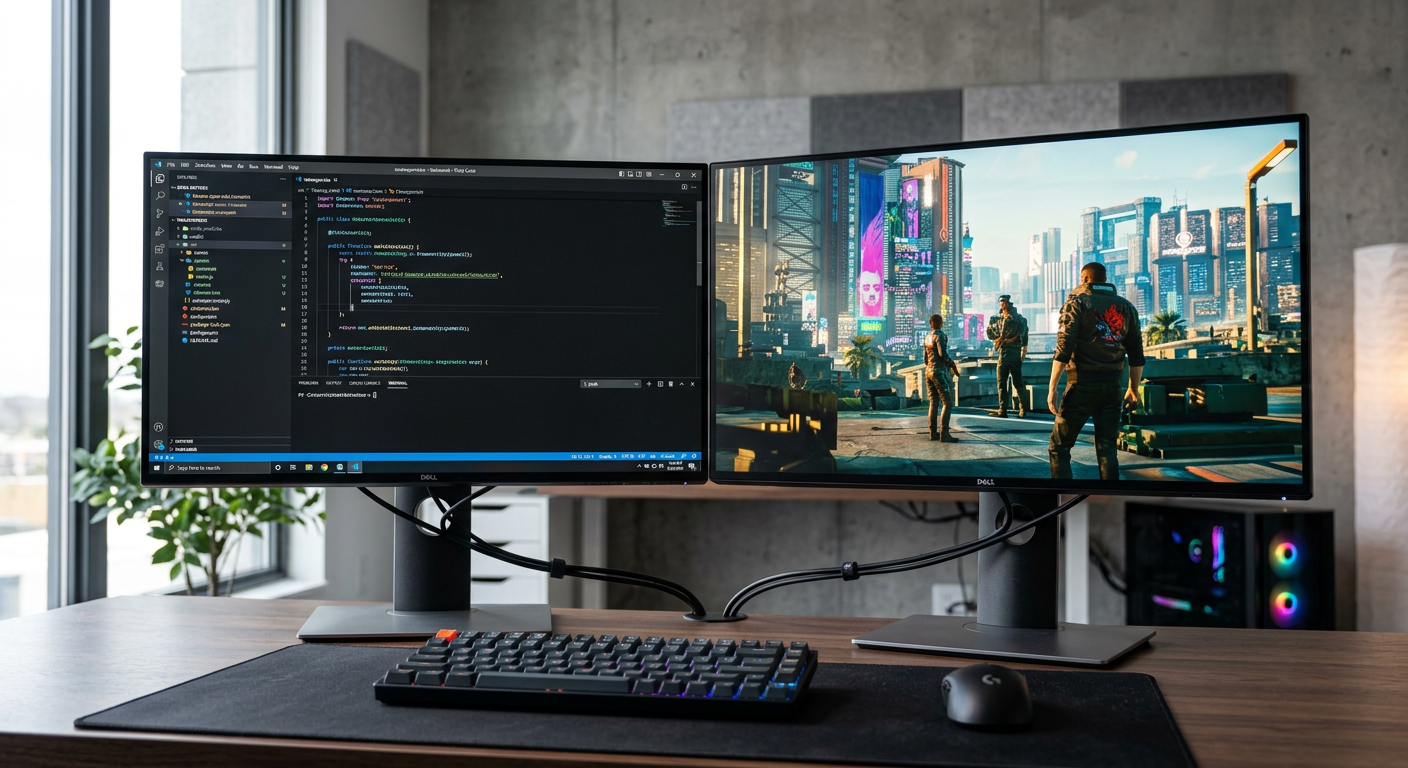 Dell UltraSharp U3223QE in a dual setup for work and gaming