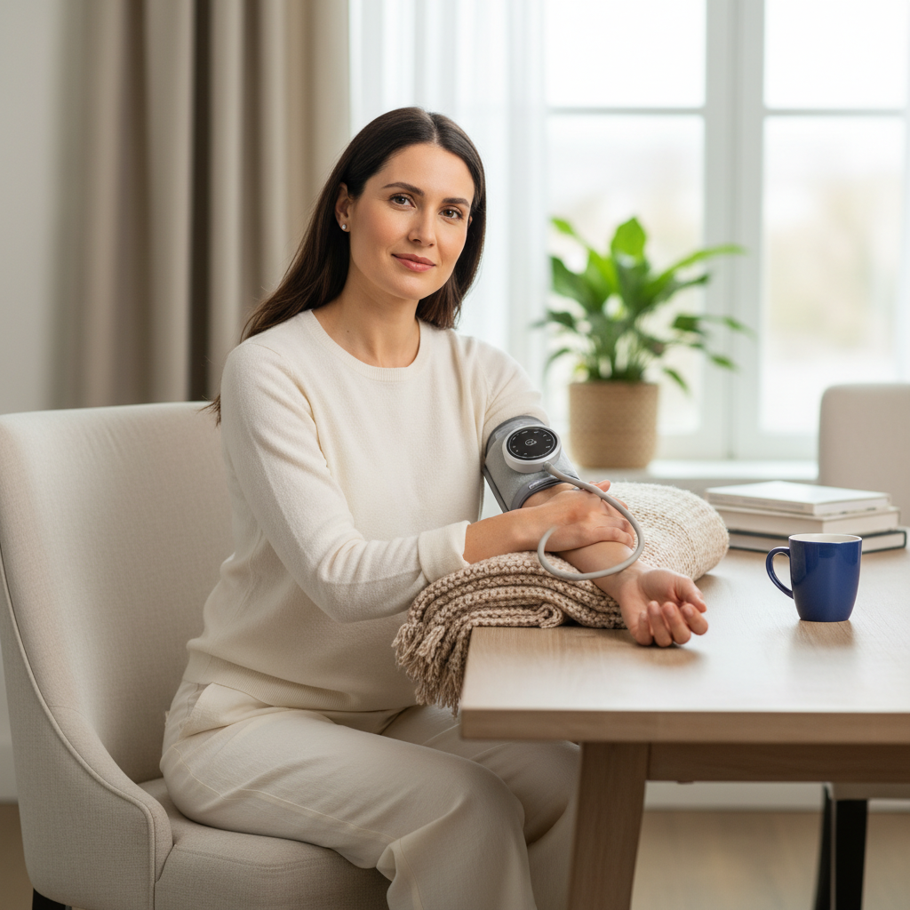 diagram showing correct posture for blood pressure measurement