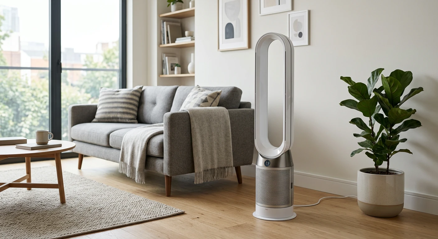 Dyson Purifier Cool TP07 in a modern living room environment