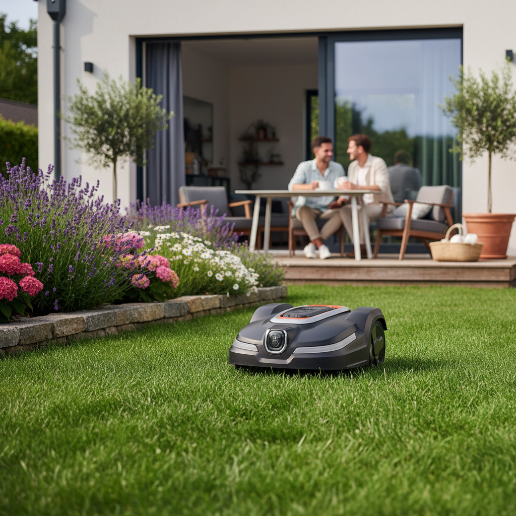 Gardena Smart SILENO life 2026 mowing a small, neat lawn