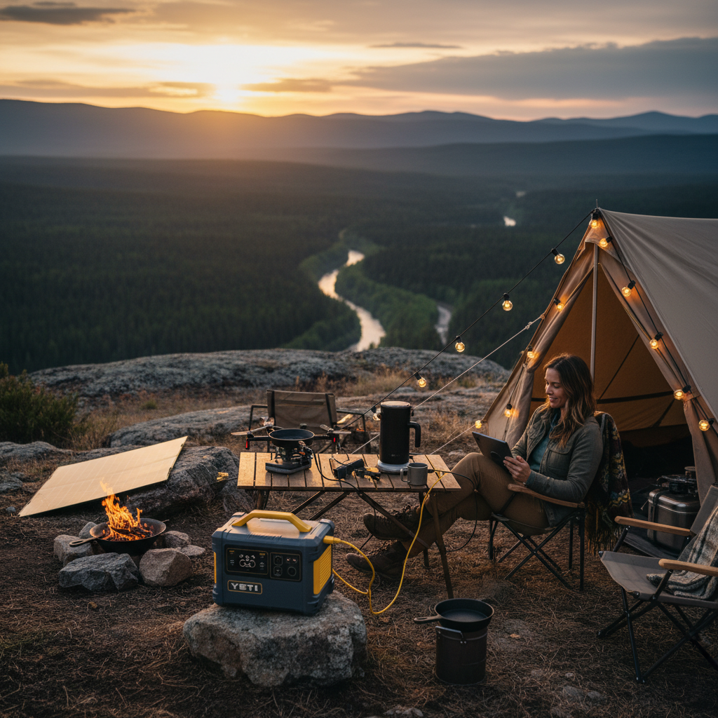 Goal Zero Yeti 1500X in use at a campsite
