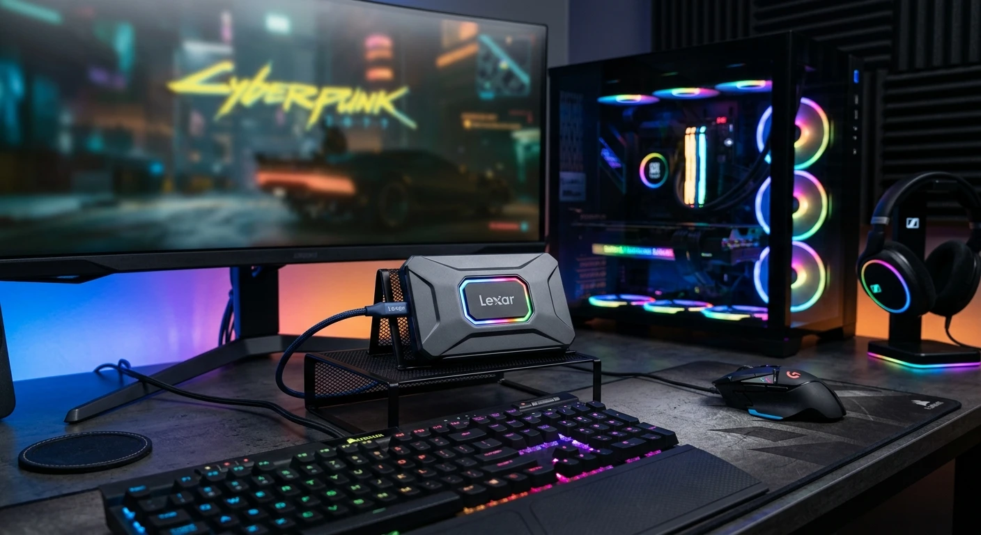 Lexar Professional SL660 with RGB lighting in a gaming setup