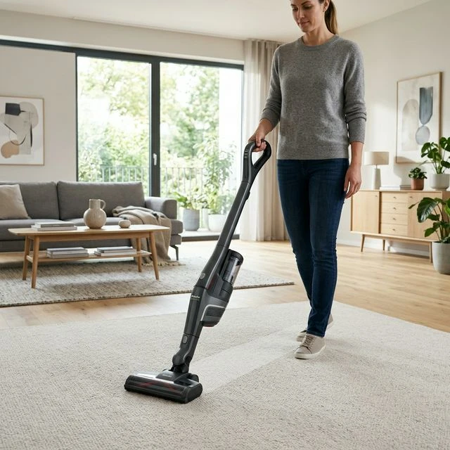 Miele Triflex HX1 in comfort mode cleaning a living room
