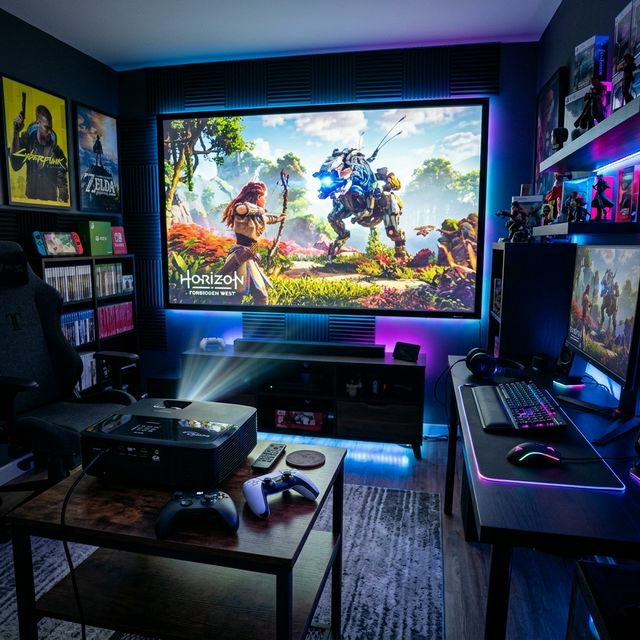 Optoma UHD50X projecting a video game scene