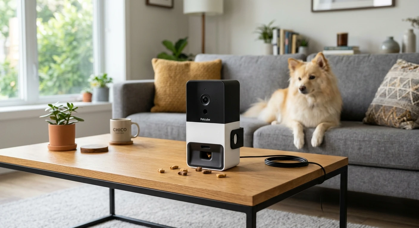 Petcube Bites 2 Lite on a modern living room table