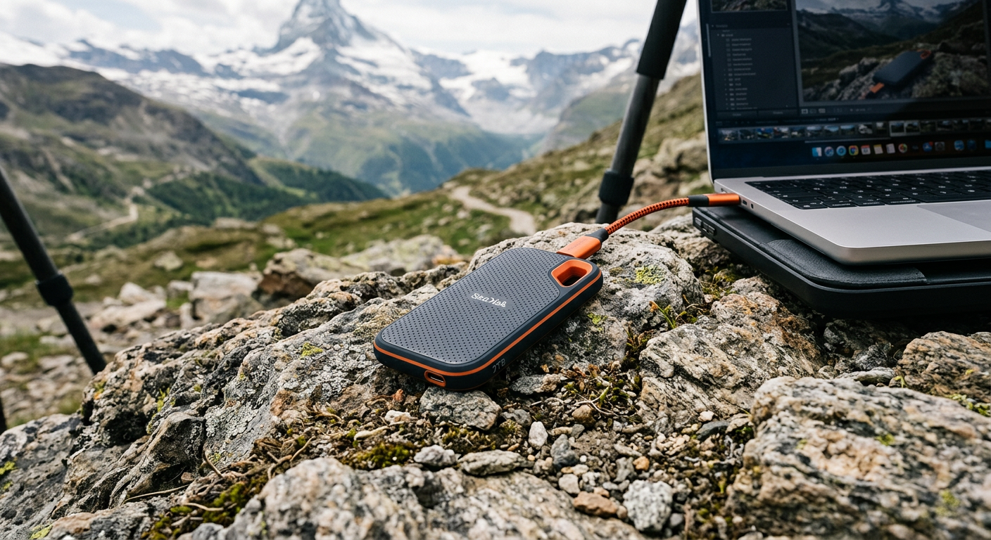 SanDisk Extreme Pro V2 on a rocky outdoor surface