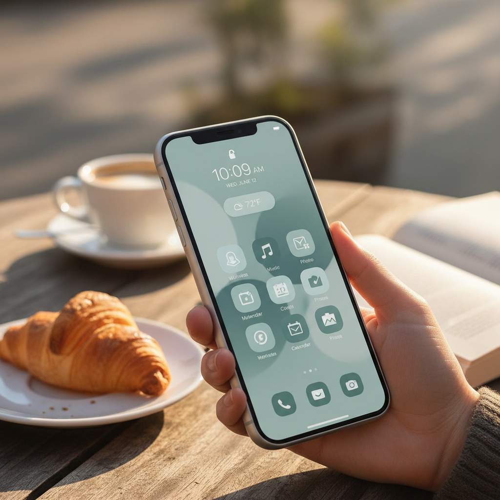 screenshot of a smartphone home screen with clean UI