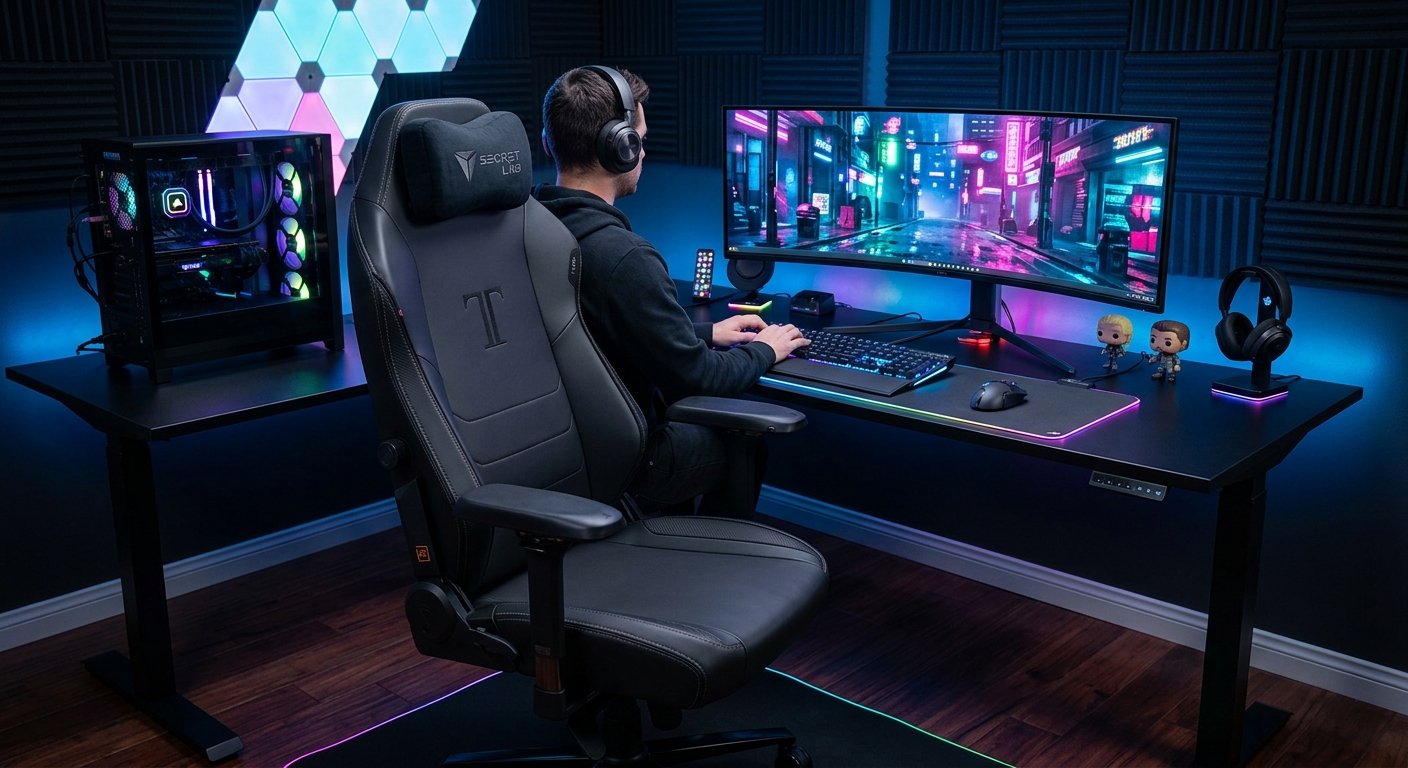 Secretlab Titan Evo 2026 in a gaming setup with RGB lights
