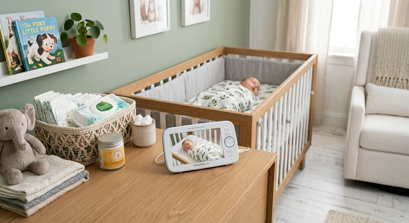 SimpleView Lite monitor on a nursery table
