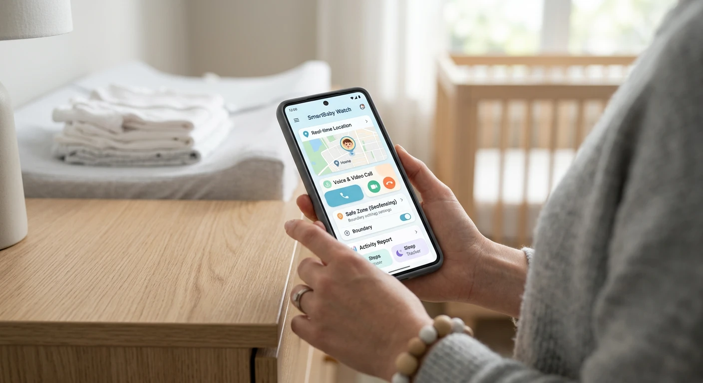 SmartBaby Watch app interface on a smartphone