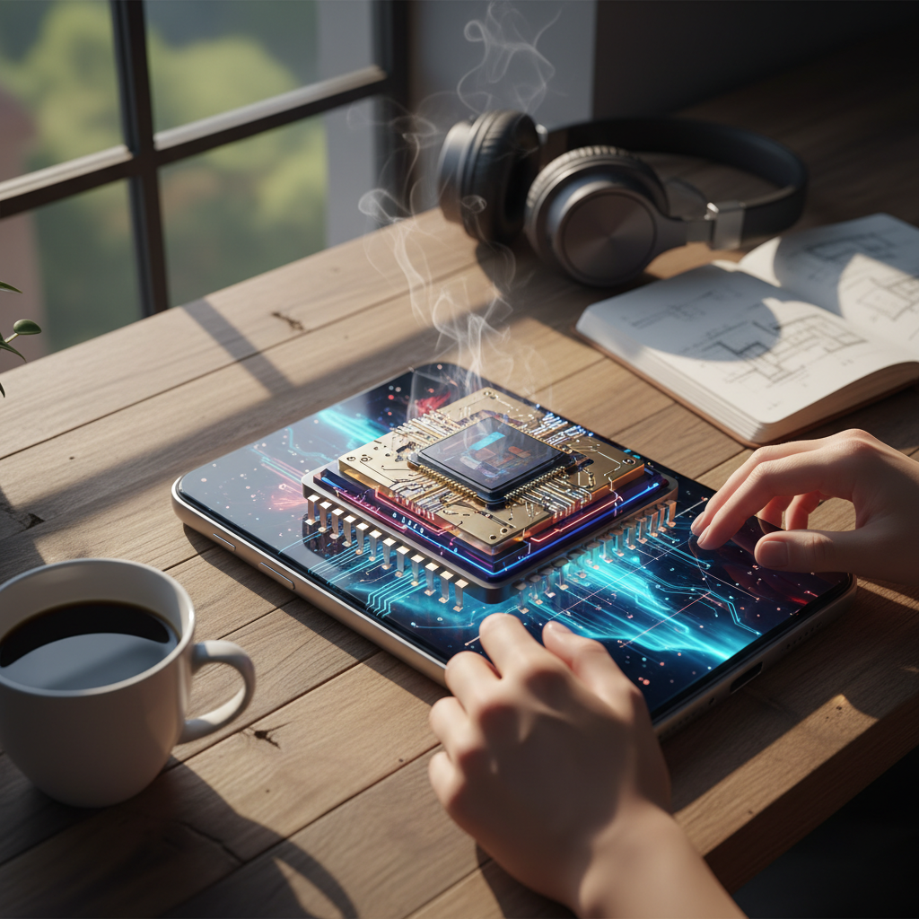 stylized representation of a powerful smartphone processor chip